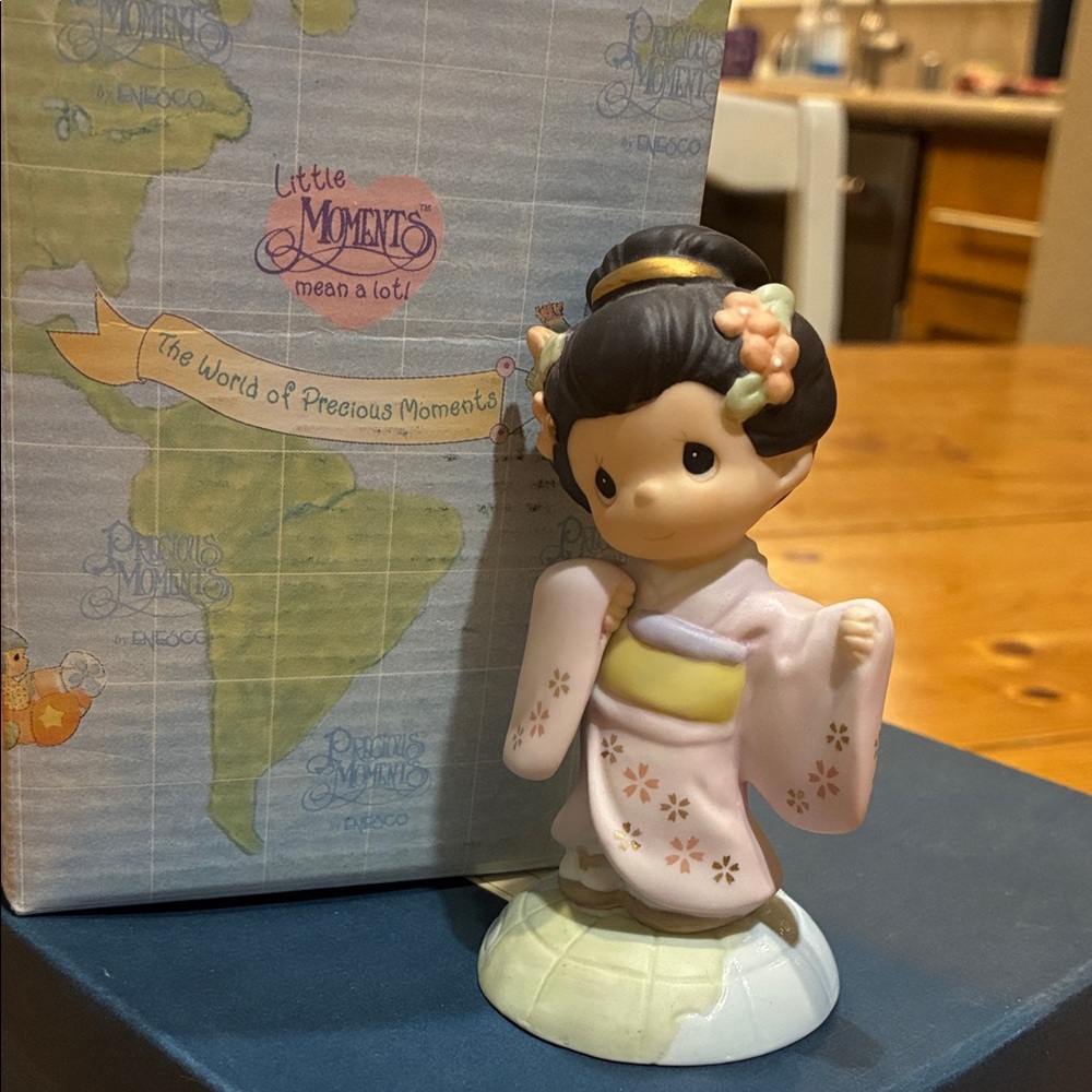 Precious Moments Figurine in Cream and Pink Kimono